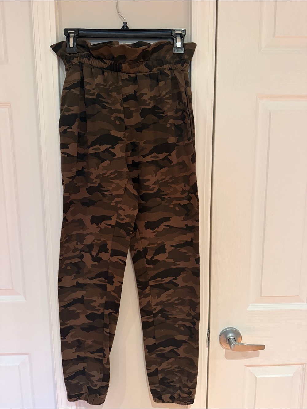 Hot Miami Styles Brown Camo Paperbag Jogger Pants
